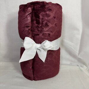 Premier Comfort cozy embossed plush throw. Burgundy embossed